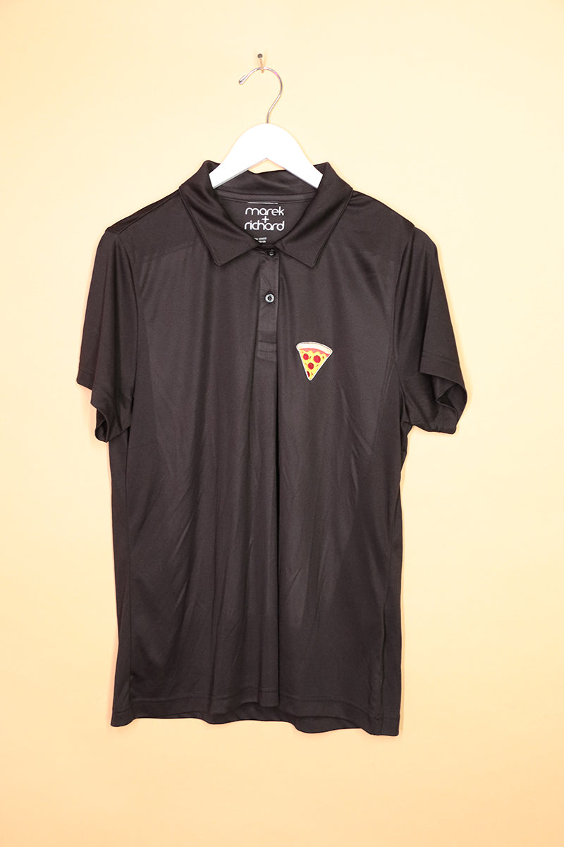 Sample#01278- Pizza Black Fitted Polo-XL