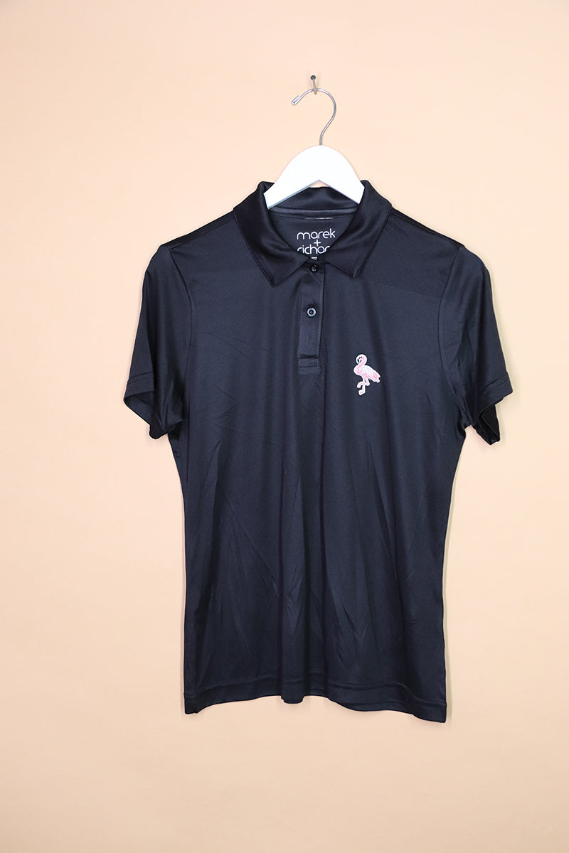 Sample#01281- Flamingo Black Fitted Polo-M