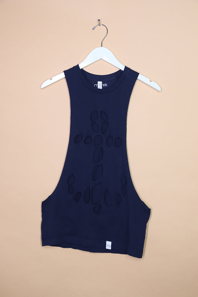 Sample#01313- Anchor Cutout Navy Low Arm Tank-S