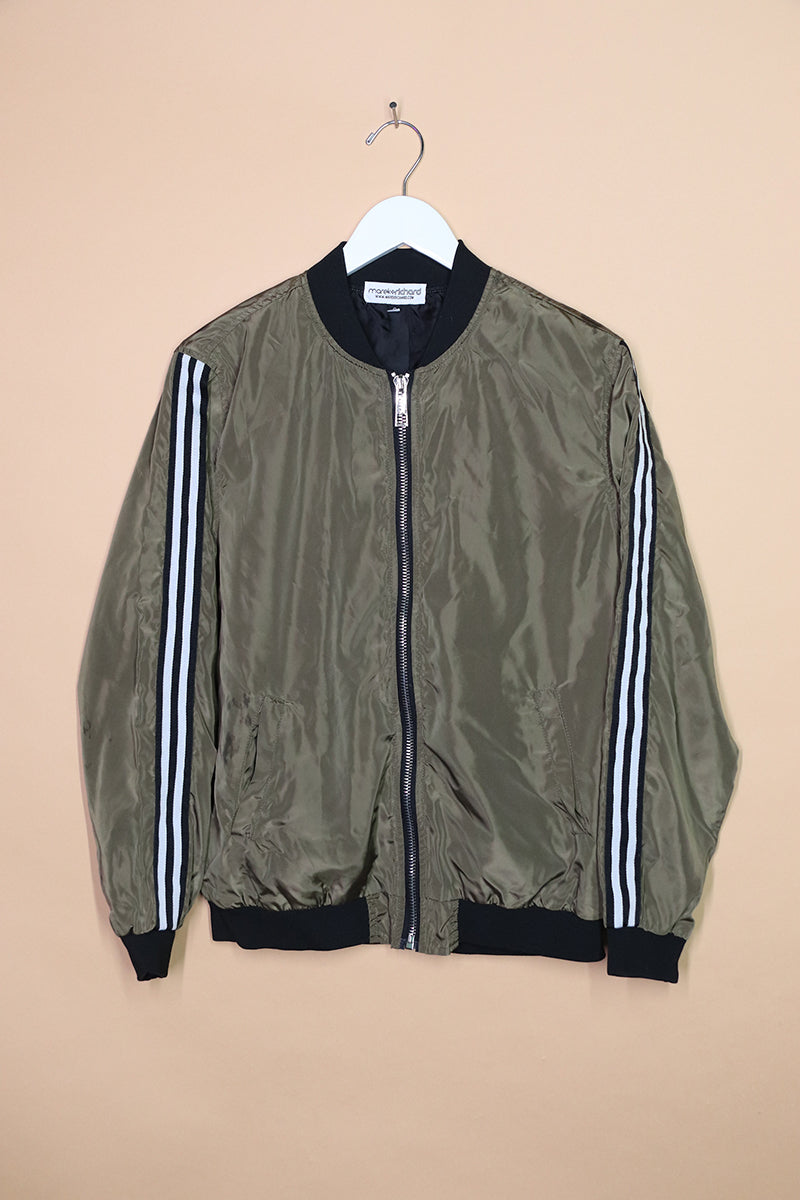 Sample#01315- Army Stripe Sleeve Bomber Jacket-S