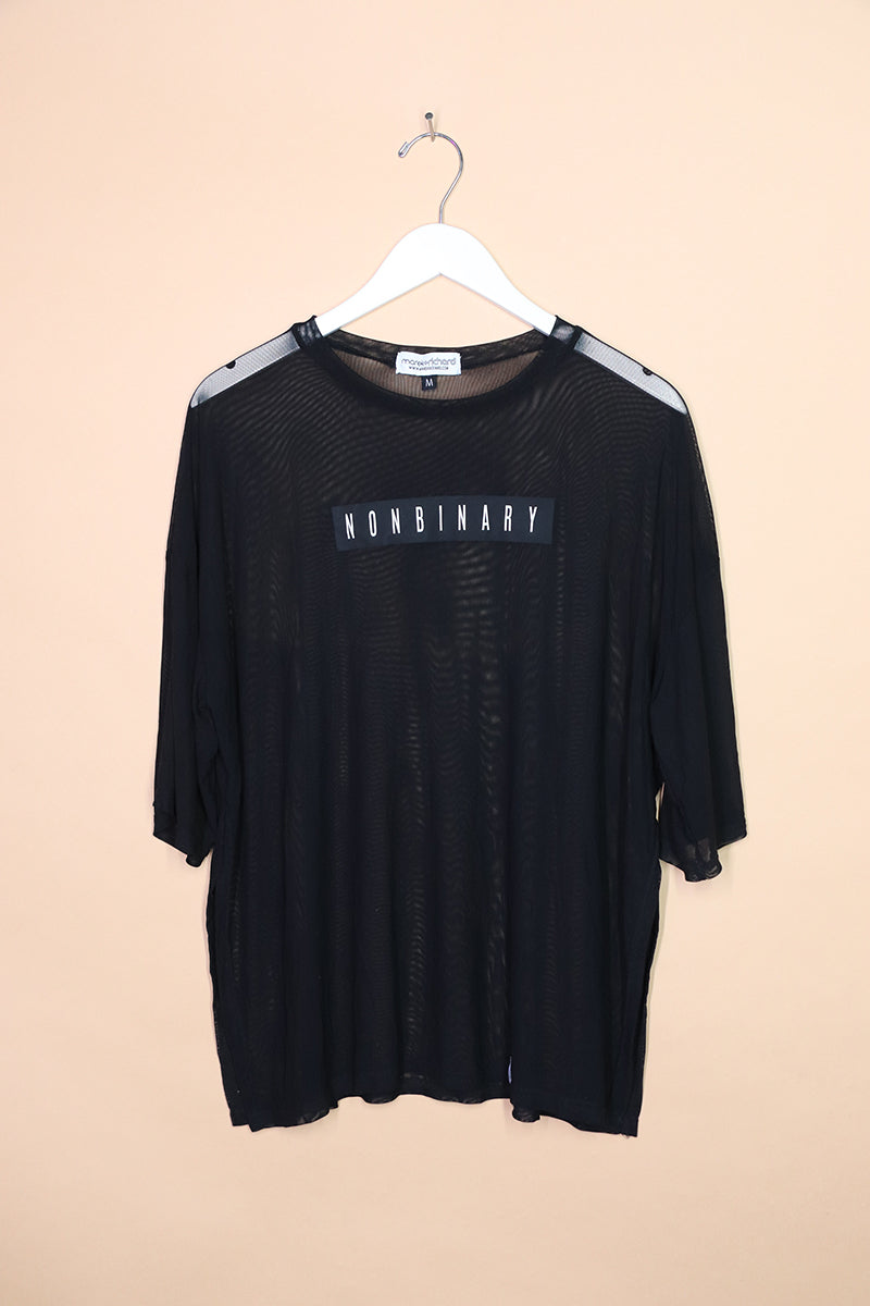 Sample#01318- Non Binary Oversized Mesh Tee-M