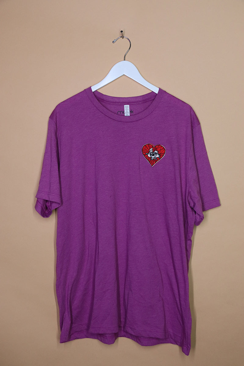 Sample#01330- I Heart Patch Purple Heather Tee-2XL