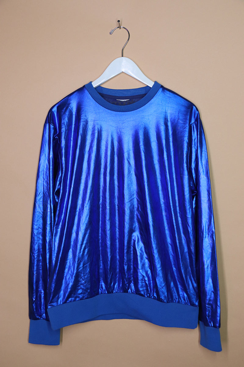 Sample#01347- Metallic Blue Sweatshirt-L