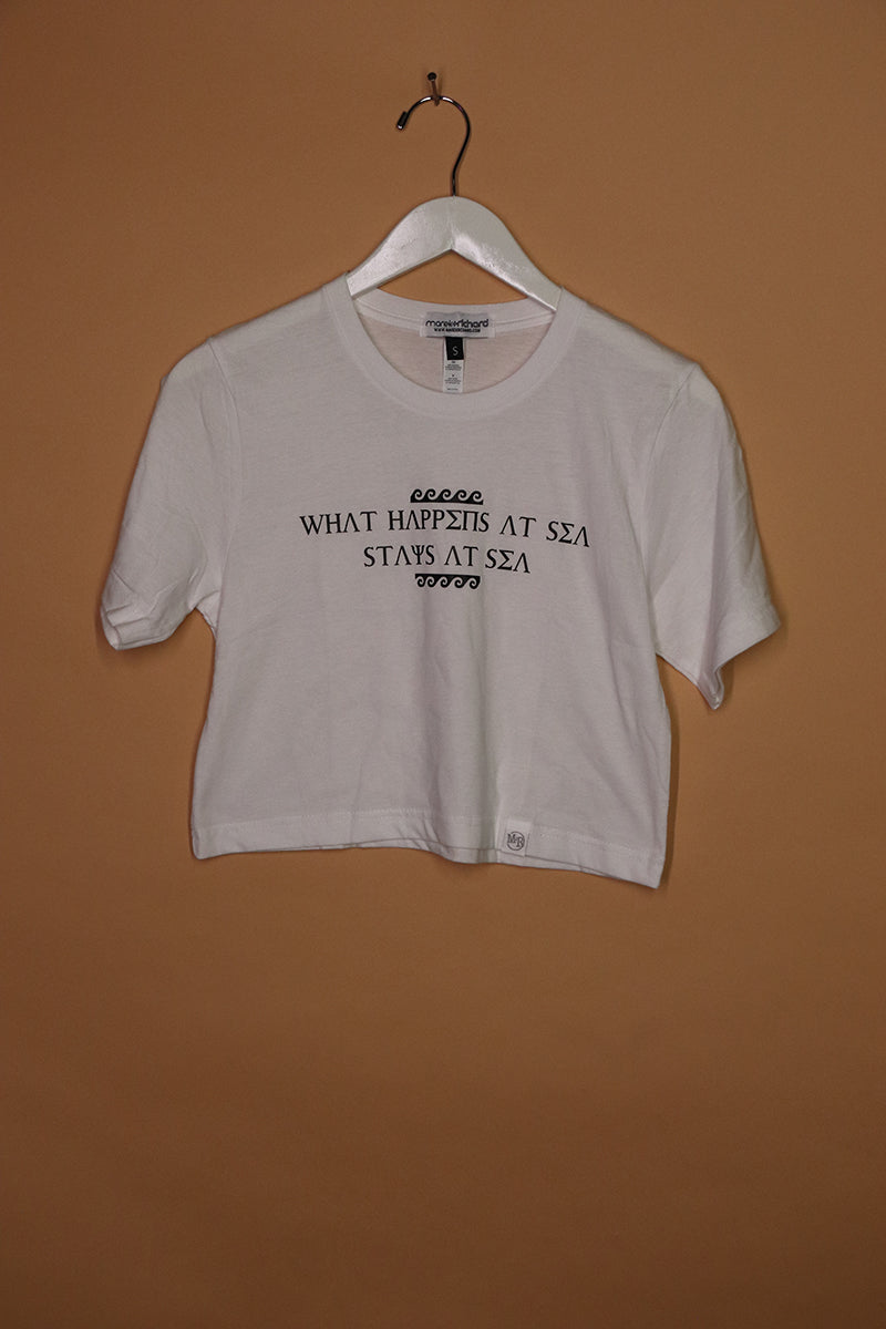 Sample#01348- Stays at Sea White Crop Tee-S