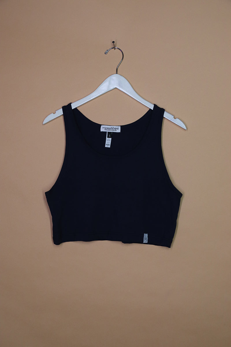 Sample#01392- Core Navy Blue Crop Racerback Tank-S