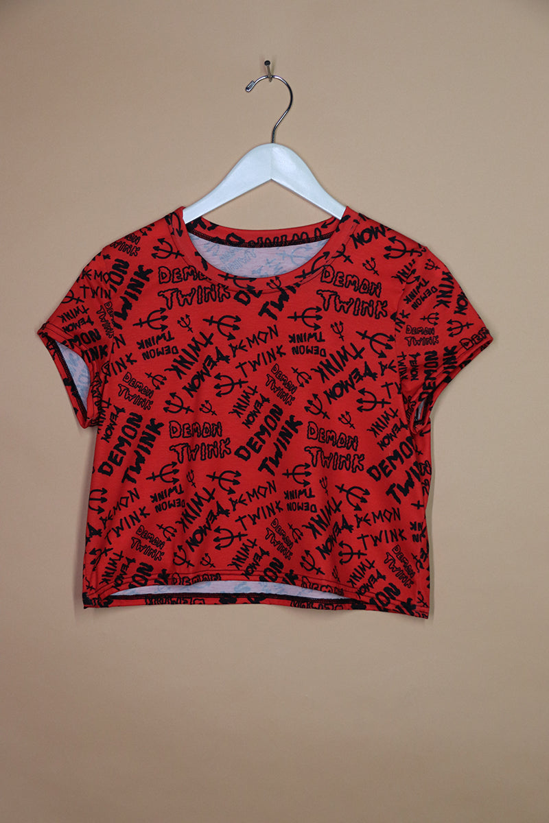 Sample#01409- Demon Twink Red Fitted Crop Tee-M