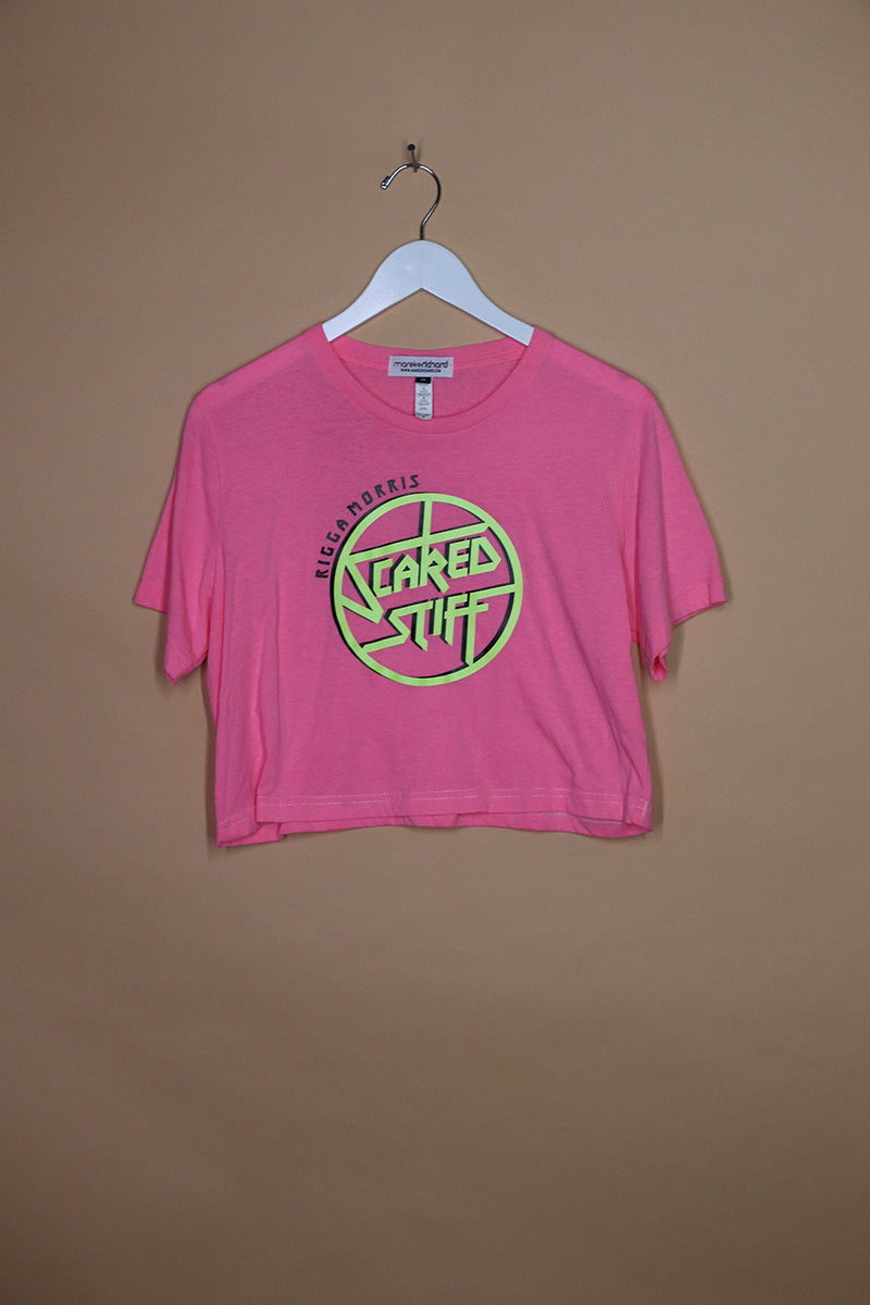 Sample#01440- Scared Stiff Neon Pink Crop Tee-M