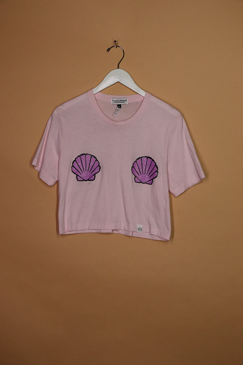 Sample#01444- Shell Mermaid Pink Pasties Crop Tee-M