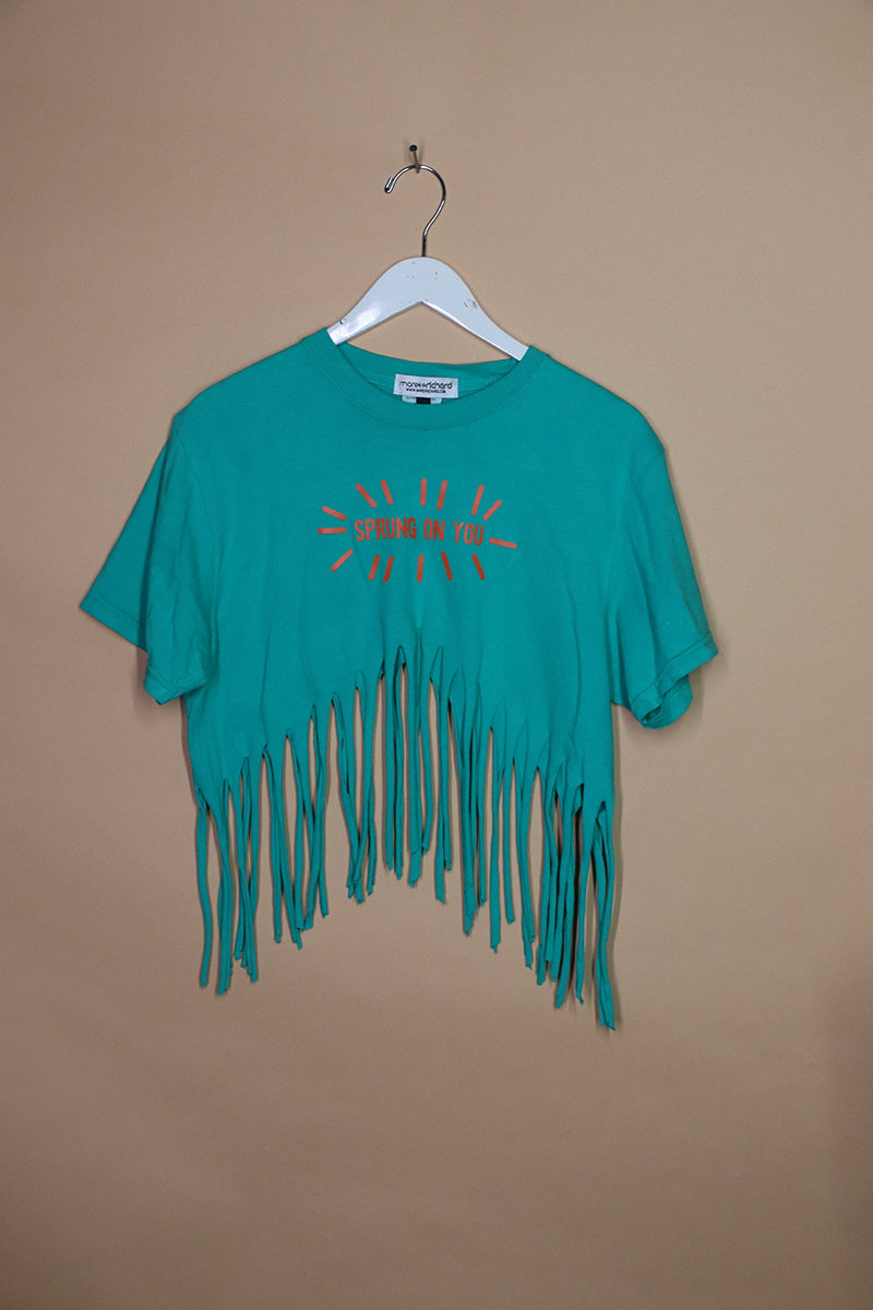 Sample#01449- Sprung On You Vintage Fringe Crop Tee-M