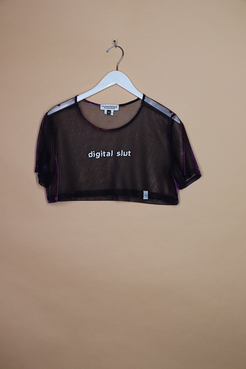 Sample#01458- Digital Slut Extreme Mesh Crop Tee-M