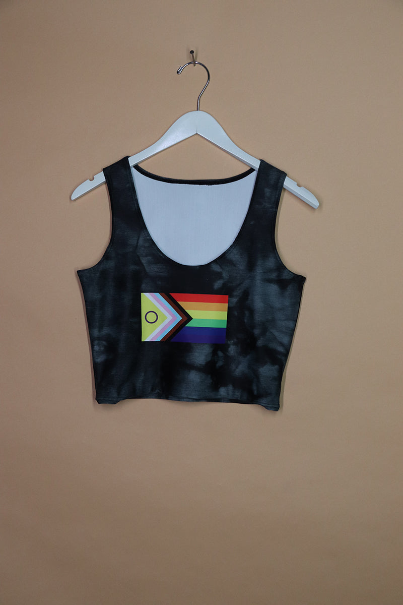 Sample#01497- Newest Prode Flag Crop Racerback Tank-M