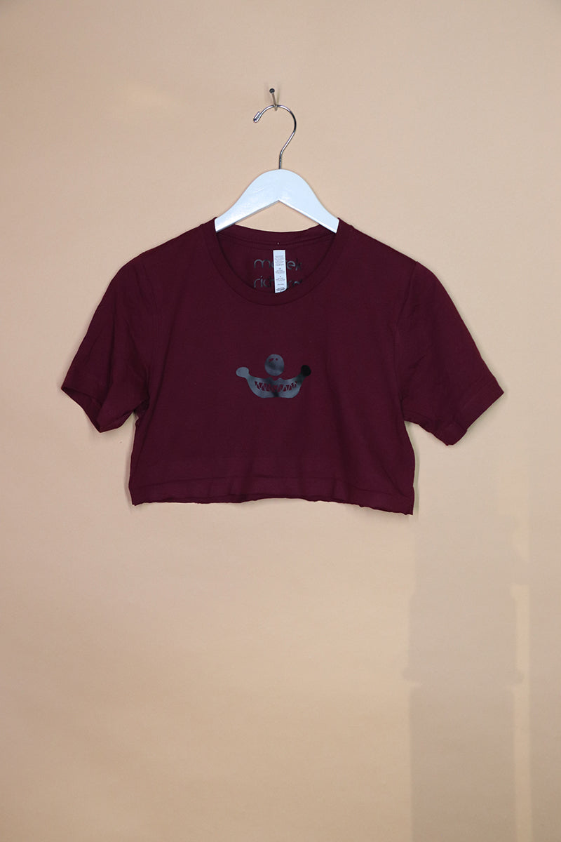 Sample#01572- Clown Face Maroon Extreme Crop Tee-S