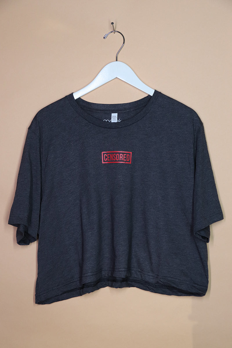 Sample#01584- Censored Charcoal Crop Tee-2XL