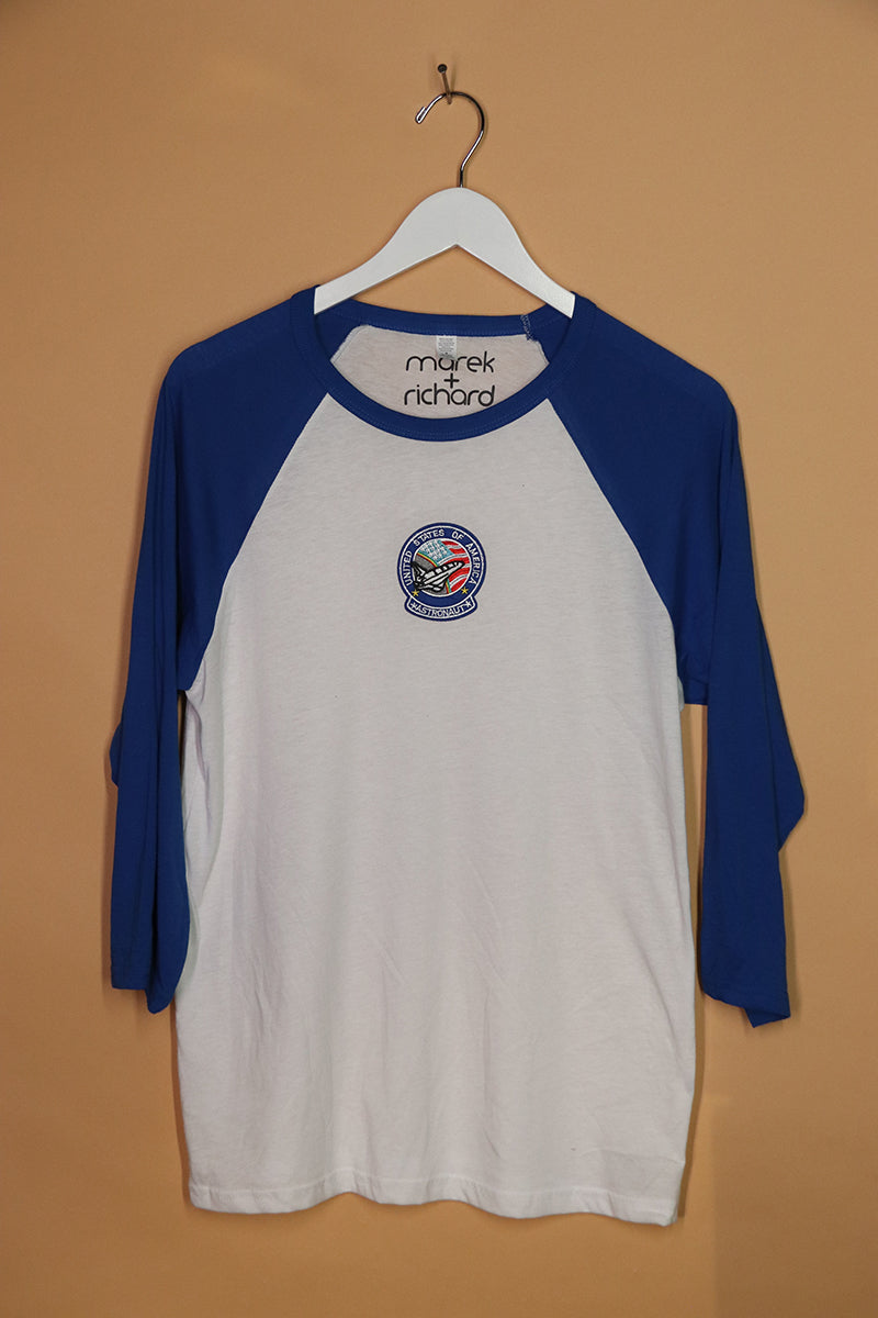 Sample#01587- Astronaut Patch Blue Raglan Tee-M