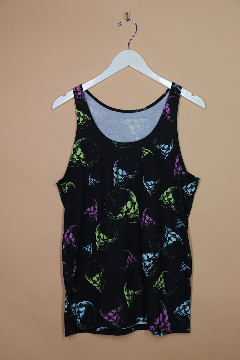 Sample#01657- Neon Skull Party Racerback Tank-S