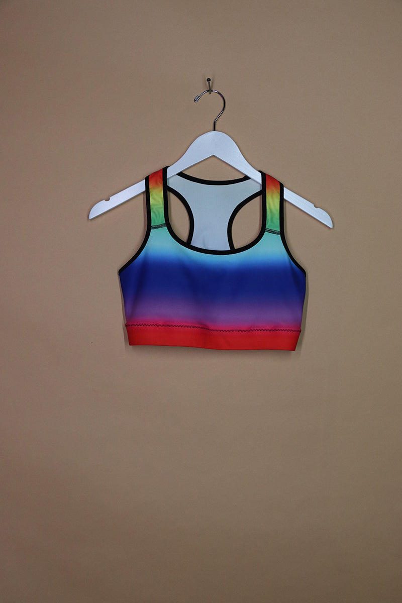 Sample#01743- Rainbow Ombre Fitted Sports Bra Crop Tank-M