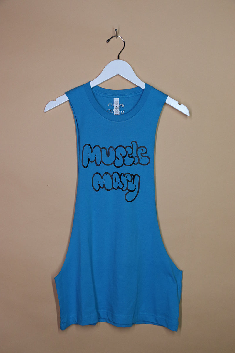 Sample#01752- Muscle Mary Blue Low Arm Tank-M