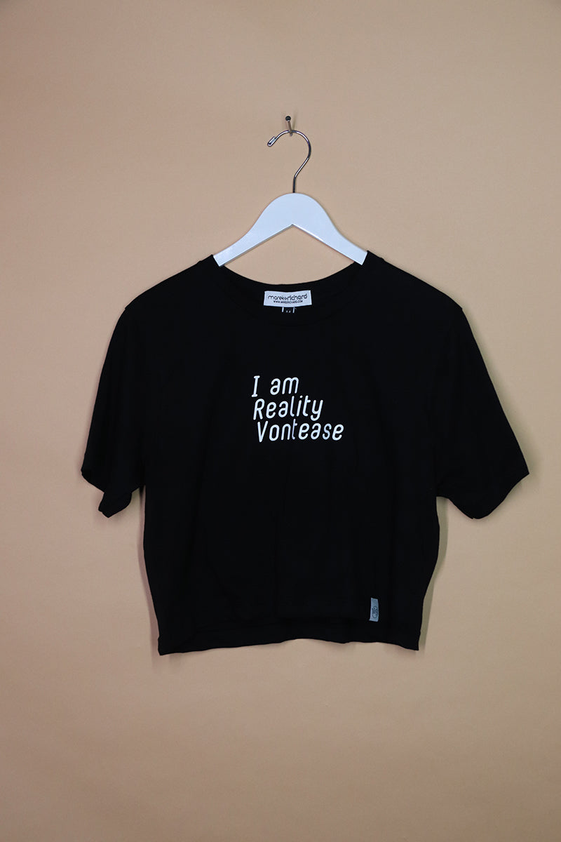 Sample#01832- Reality Vontease Black Crop Tee-M