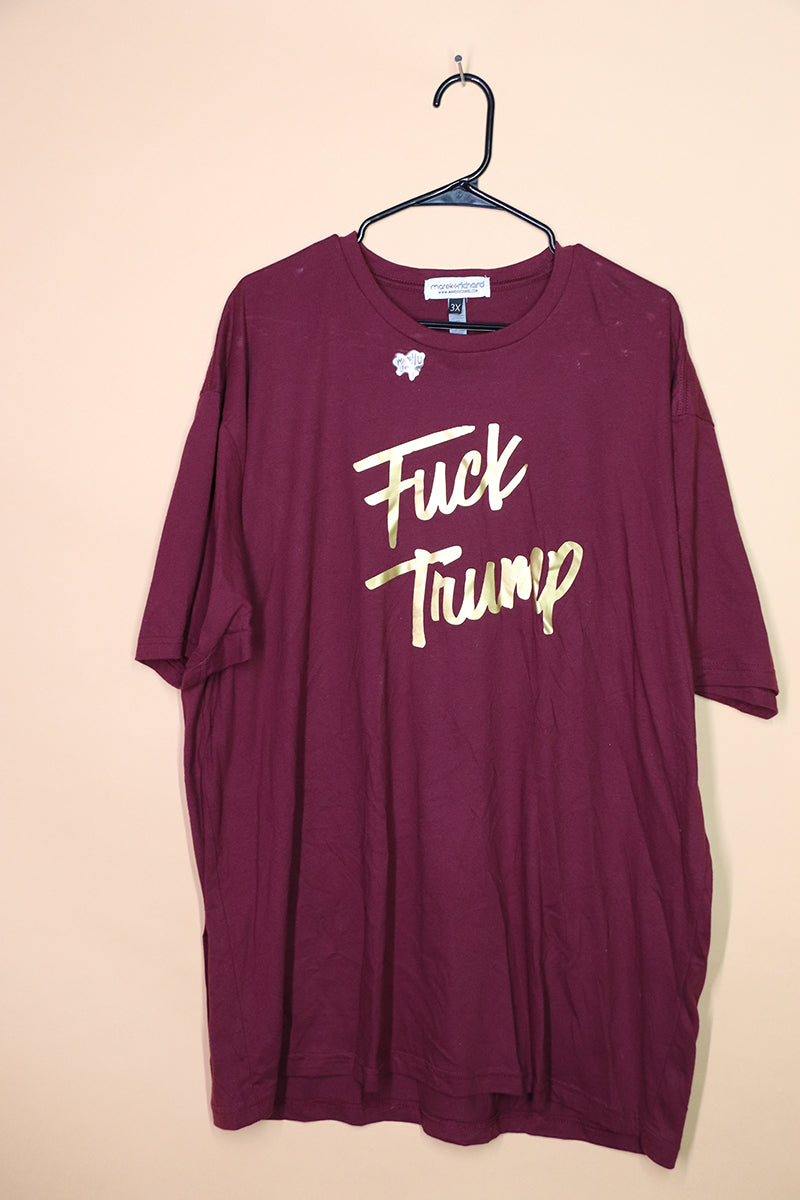 Sample#01875- Fuck Trump Maroon Tee-3XL