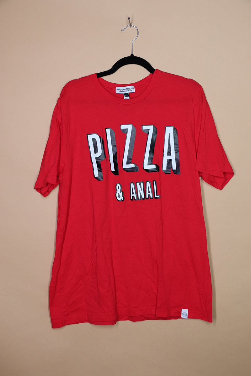 Sample#01882- Pizza And Anal Red Tee-XL