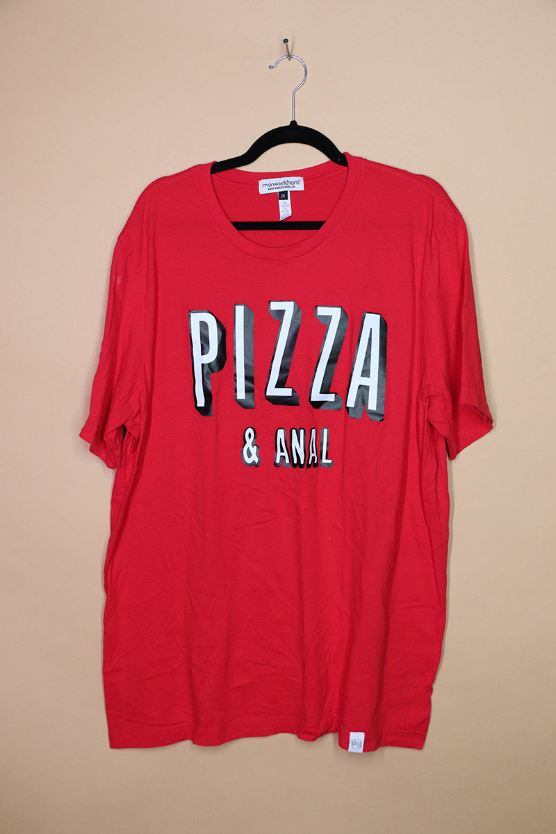 Sample#01884- Pizza And Anal Red Tee- 2XL