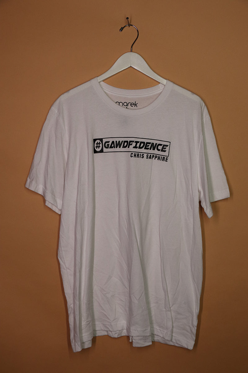 Sample#01885- Gawdfidence White Tee-2XL