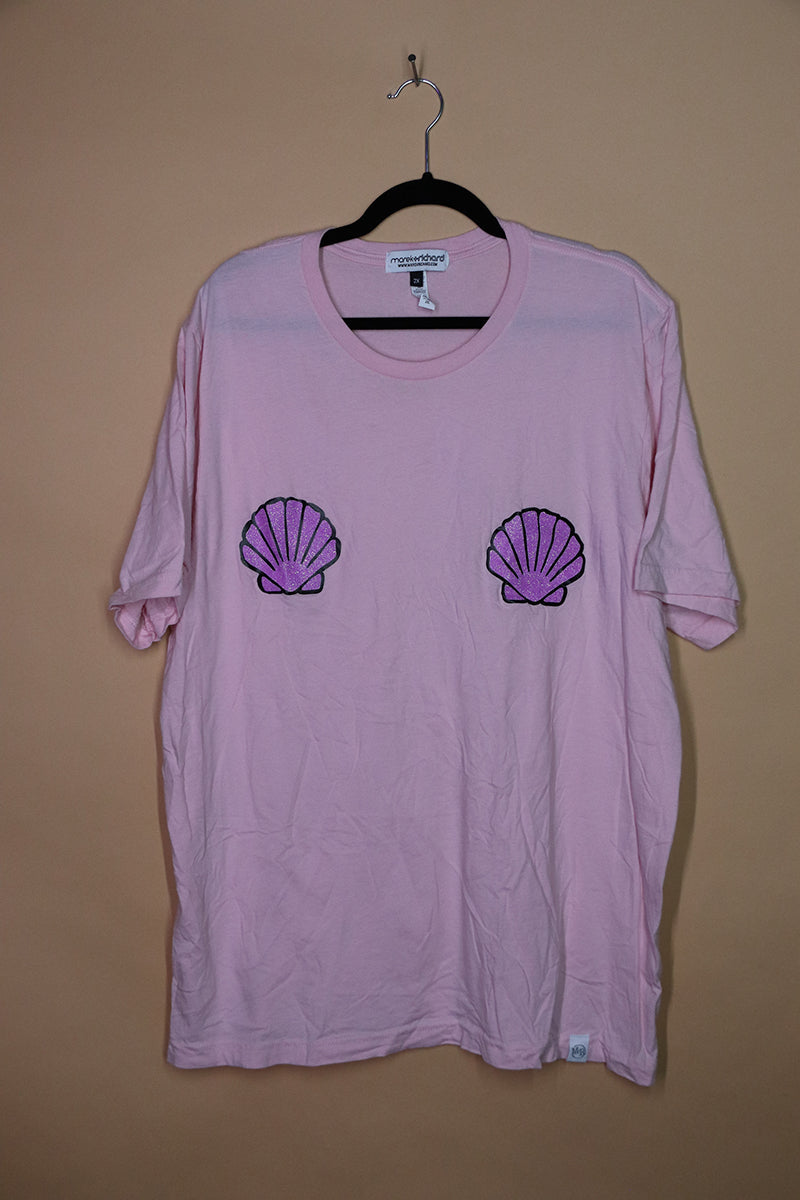 Sample#01895- Shell Pasties Pink Tee-2XL