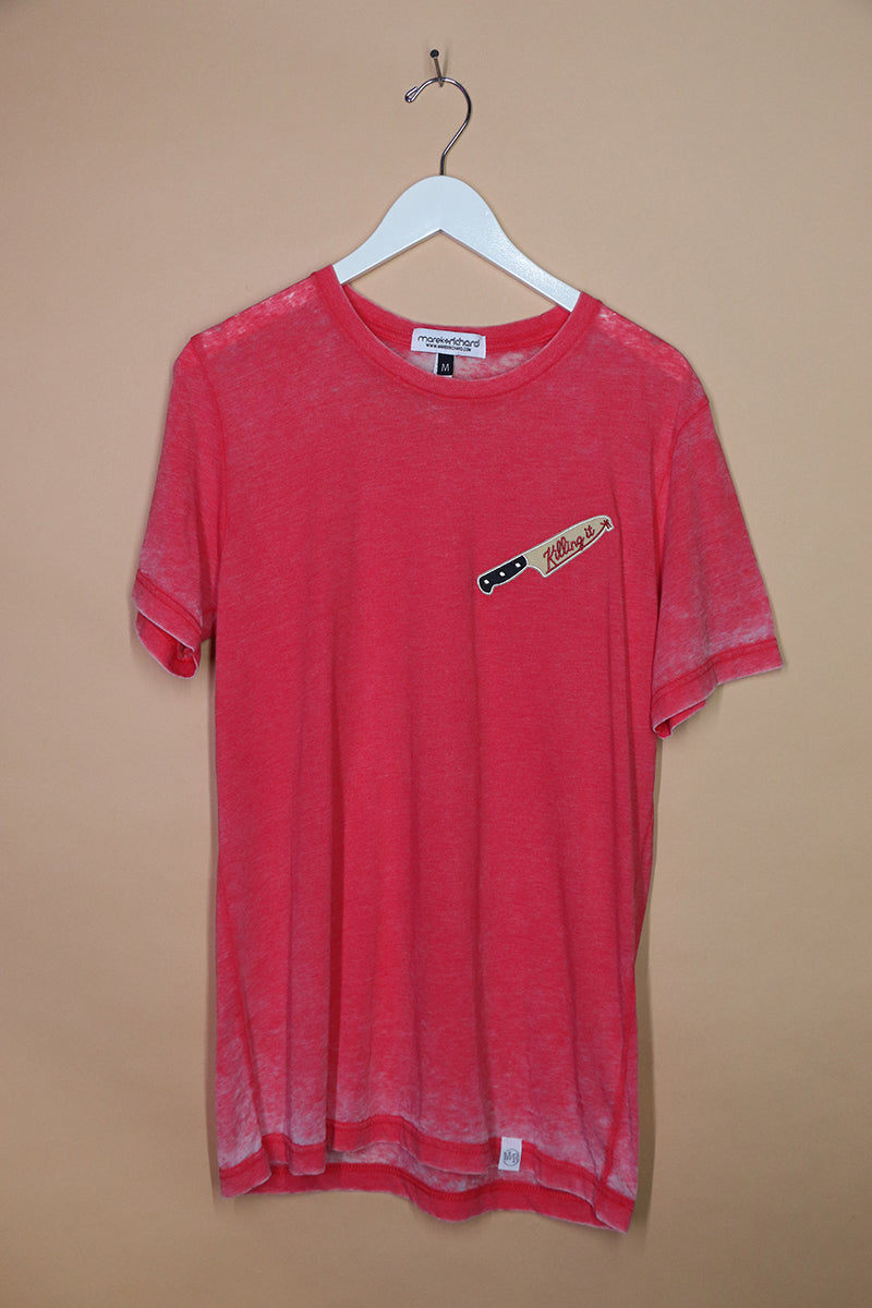 Sample#01913- Killing It Patch Red Burnout Tee-M