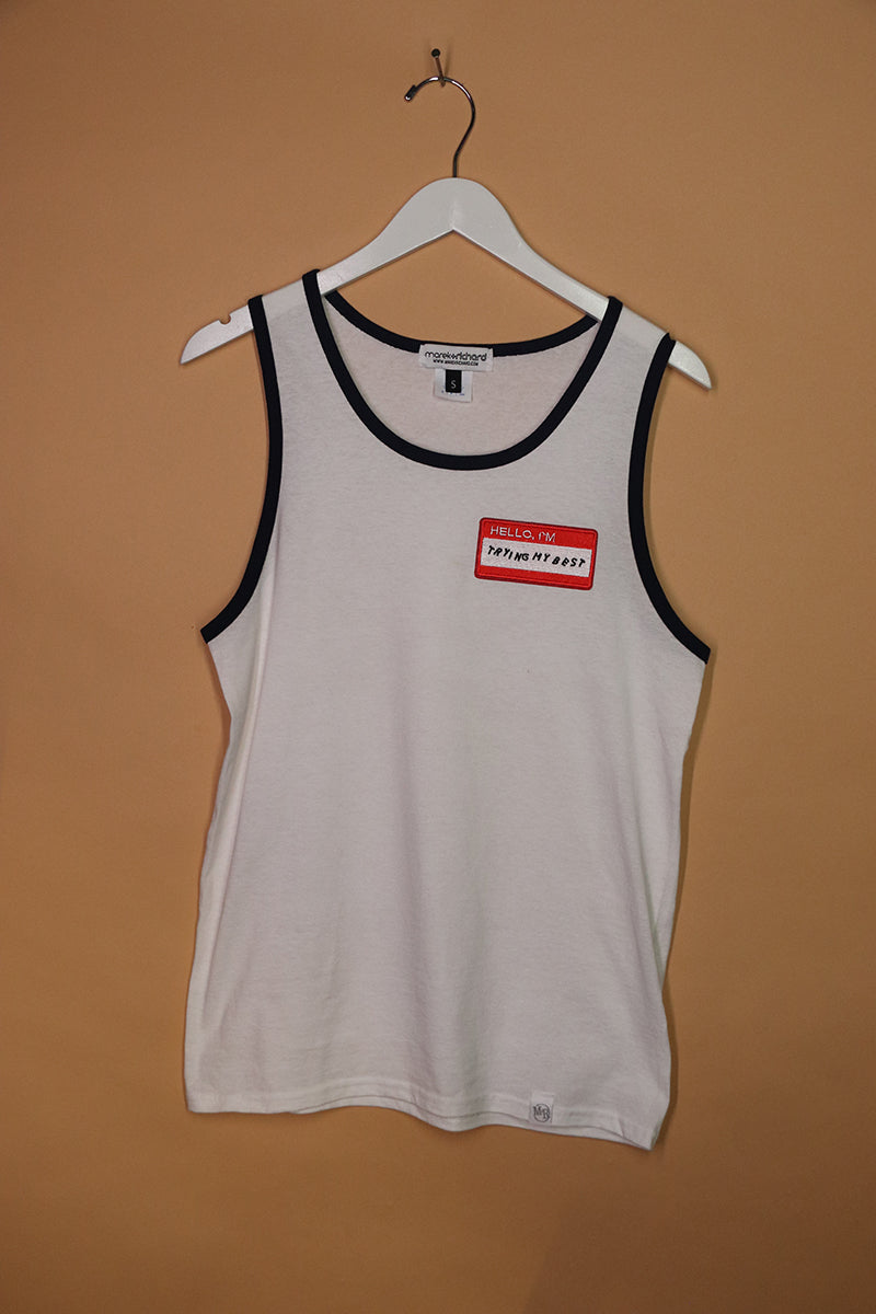 Sample#01921- Trying My Best Ringer Racerback Tank-S