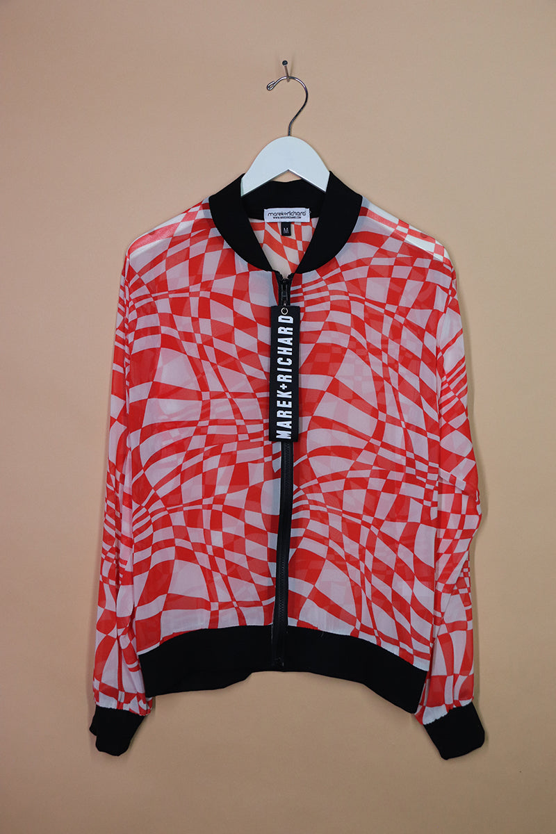 Sample#01973- Warped Checkers Red Jacket-M