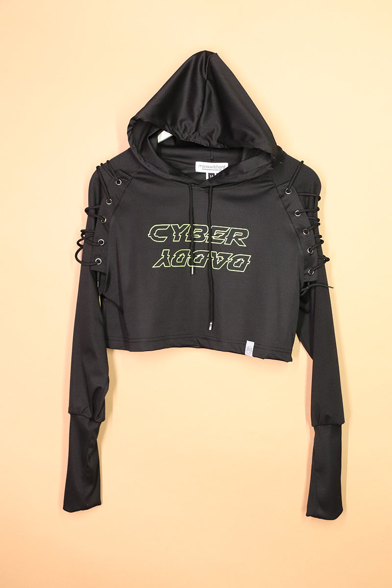 Sample#02006- Cyber Daddy Laceup Crop Hoodie-M