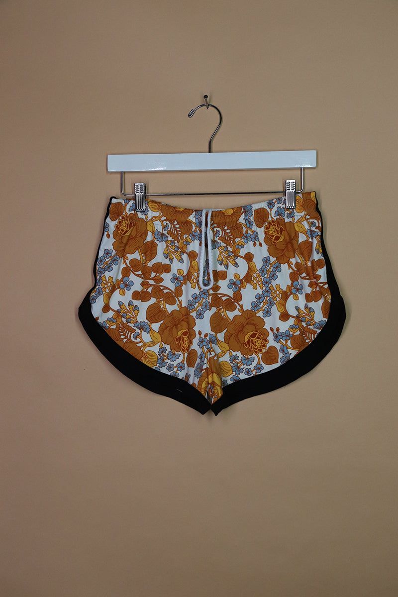 Sample#02023- Gold Floral Running Shorts-S