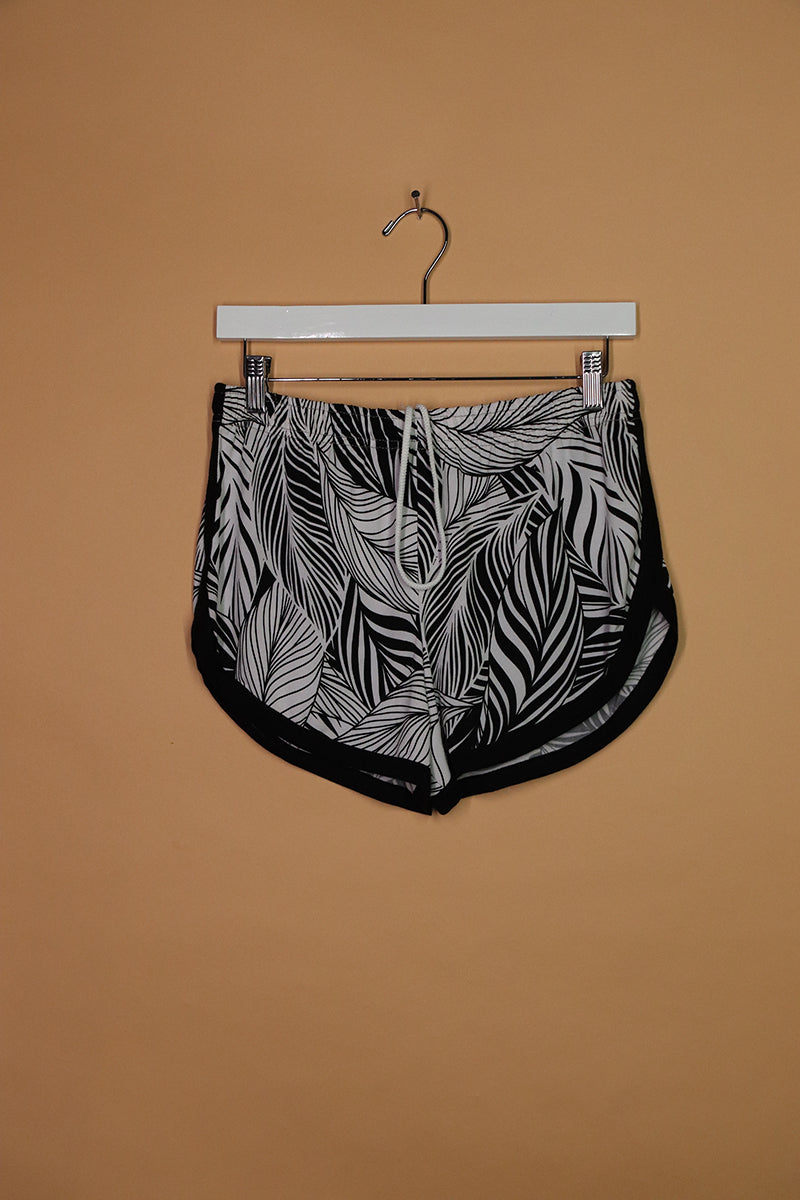 Sample#02033- Black and White Palms Running Shorts-S