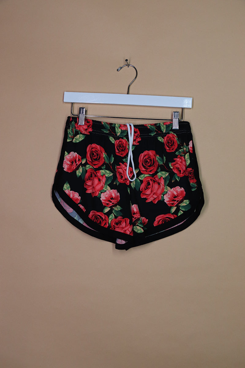 Sample#02038- Red Valentine Rose Running Shorts-S