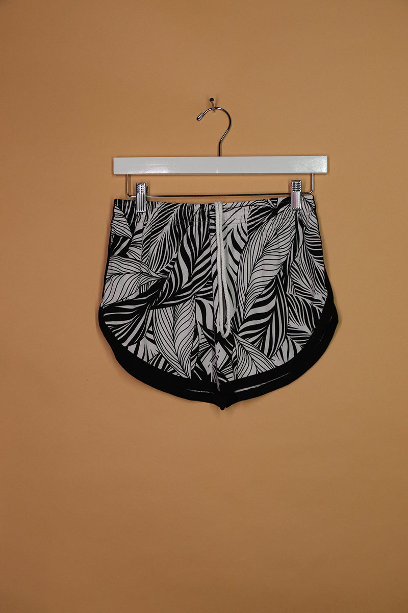 Sample#02042- Black and White Palms Running Shorts-S