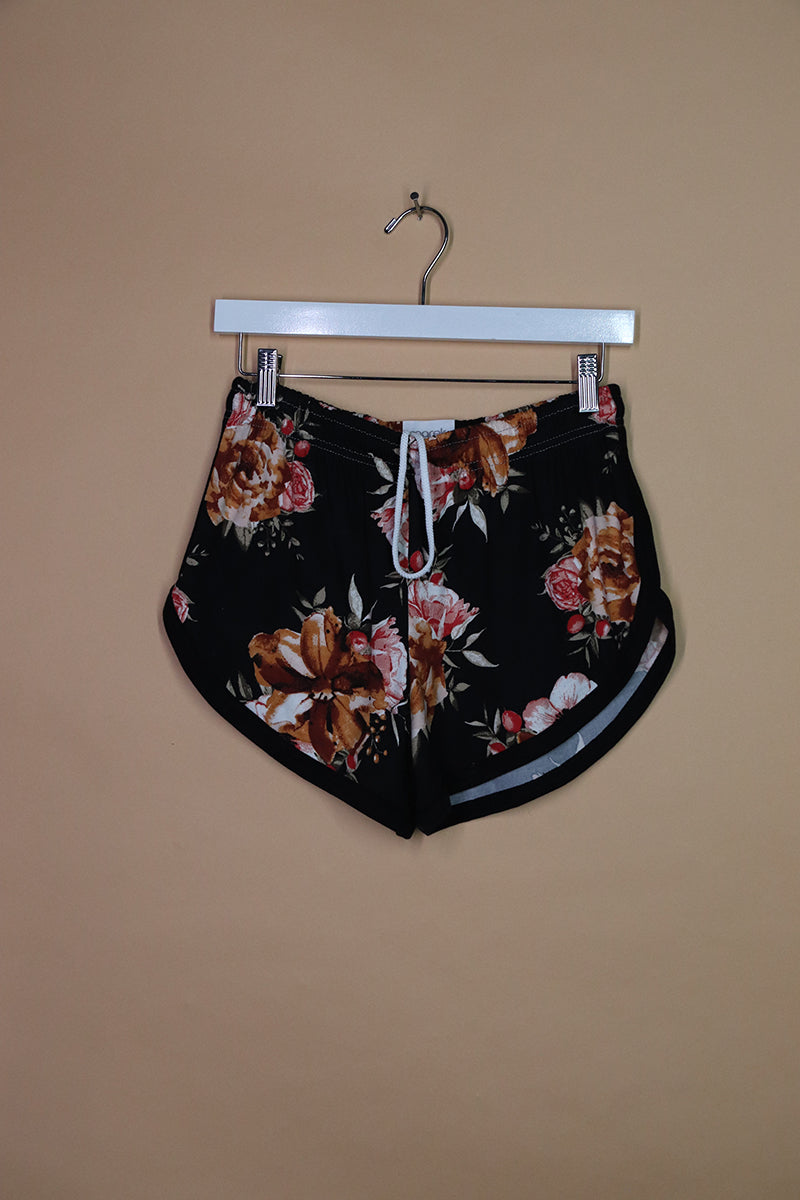 Sample#02045- Gold Rose Black Running Shorts-S