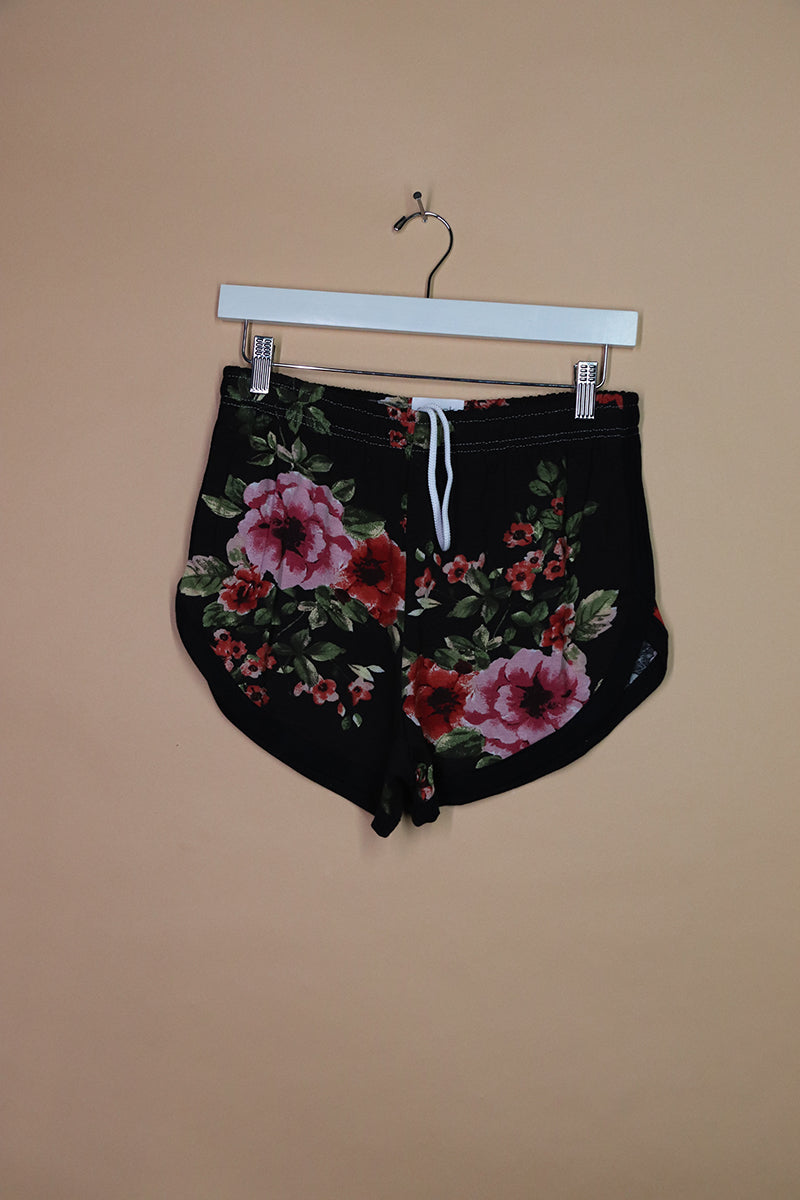 Sample#02065- Red Florals Running Shorts-S