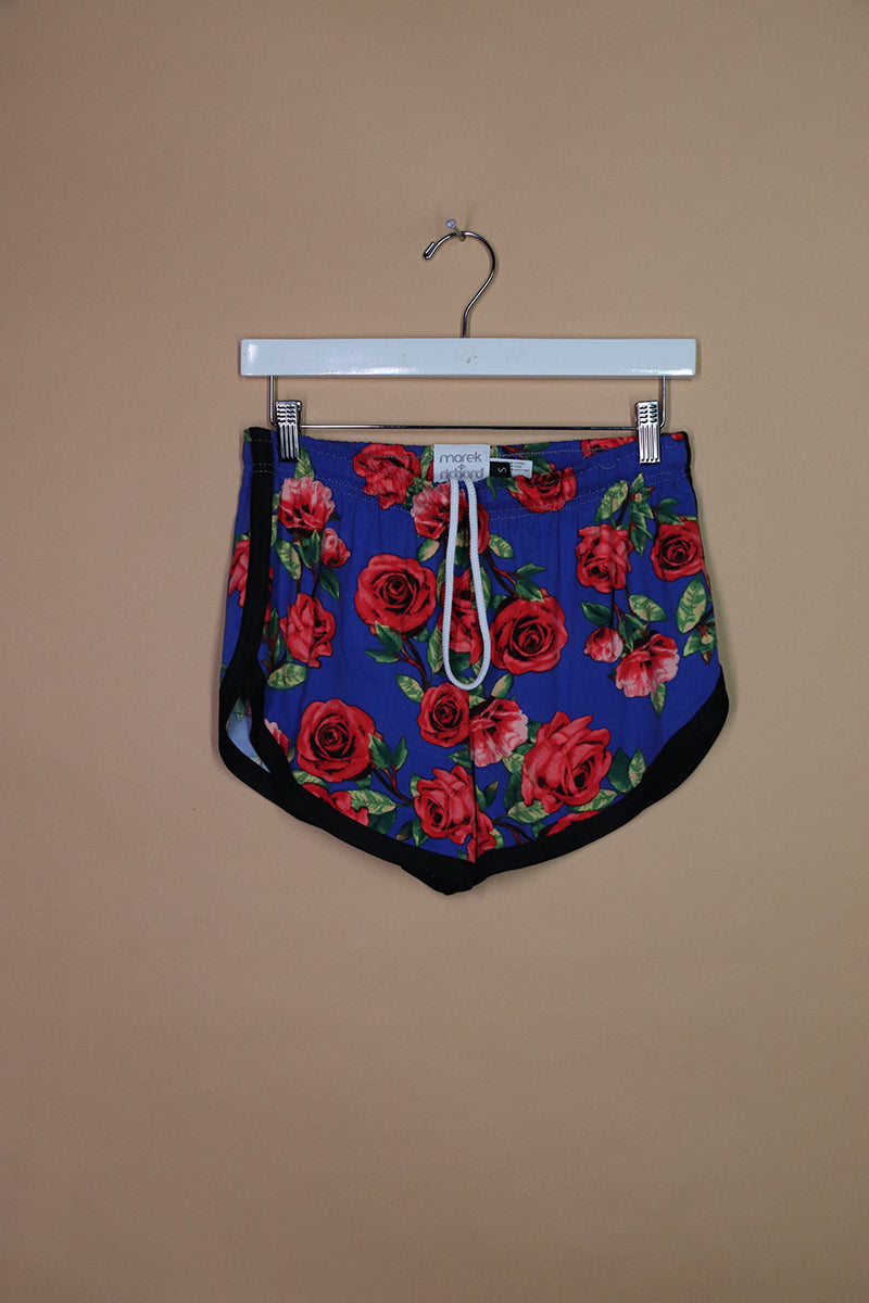 Sample#02084- Blue Roses Running Shorts-S