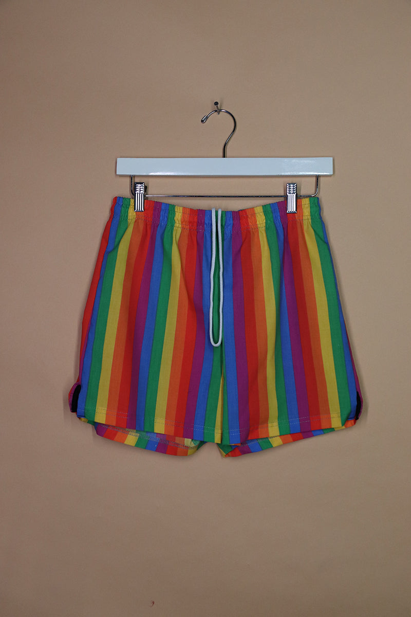 Sample#02120- Pride Rainbow Stripe Cotton Athletic Shorts-S