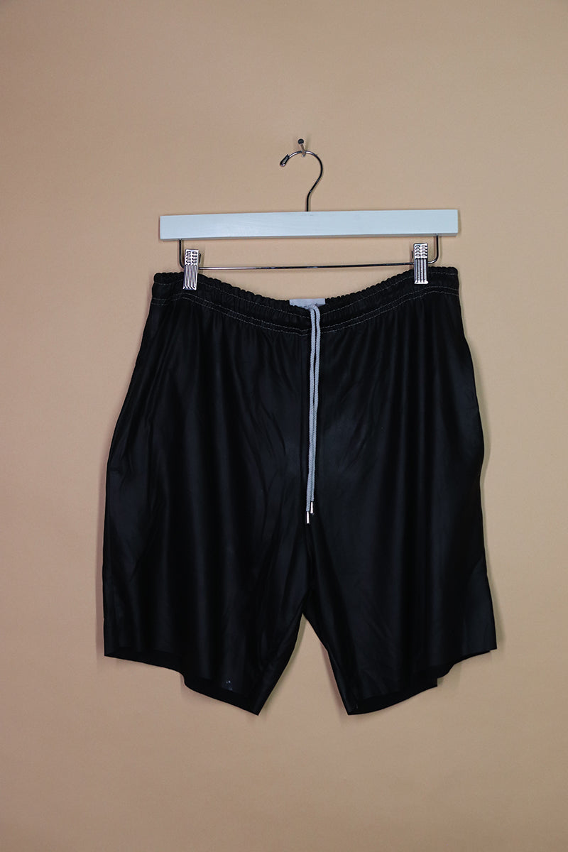 Sample#02132- Vegan Leather Longer Athletic Shorts-M