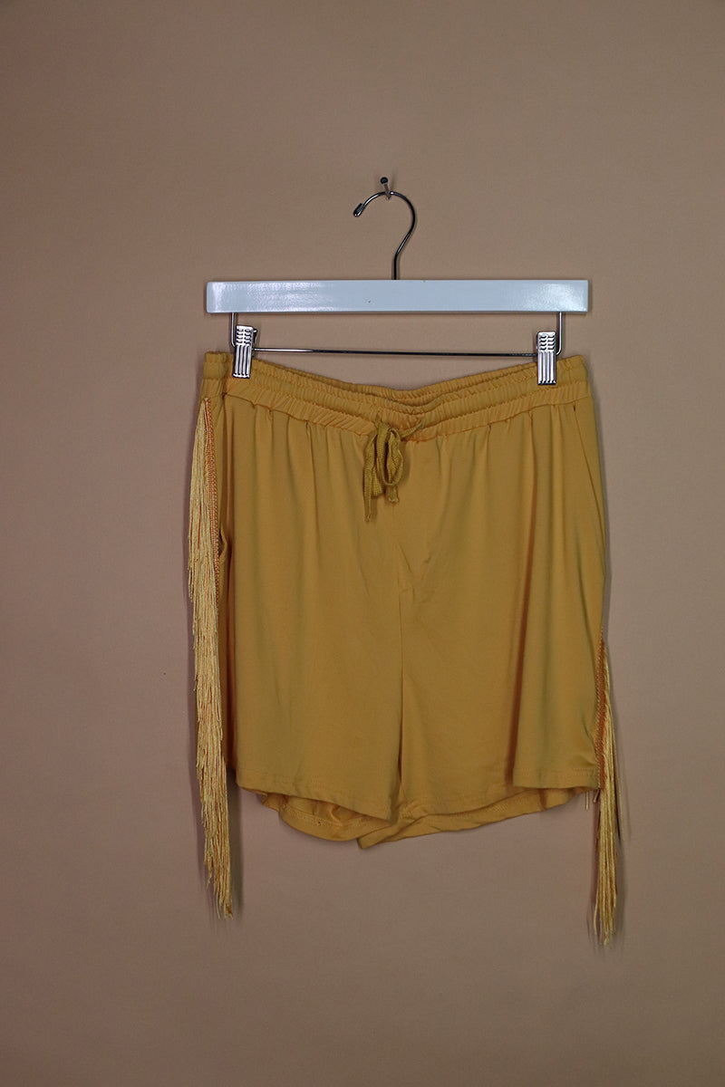 Sample#02134- Fringe Yellow Athletic Shorts-M