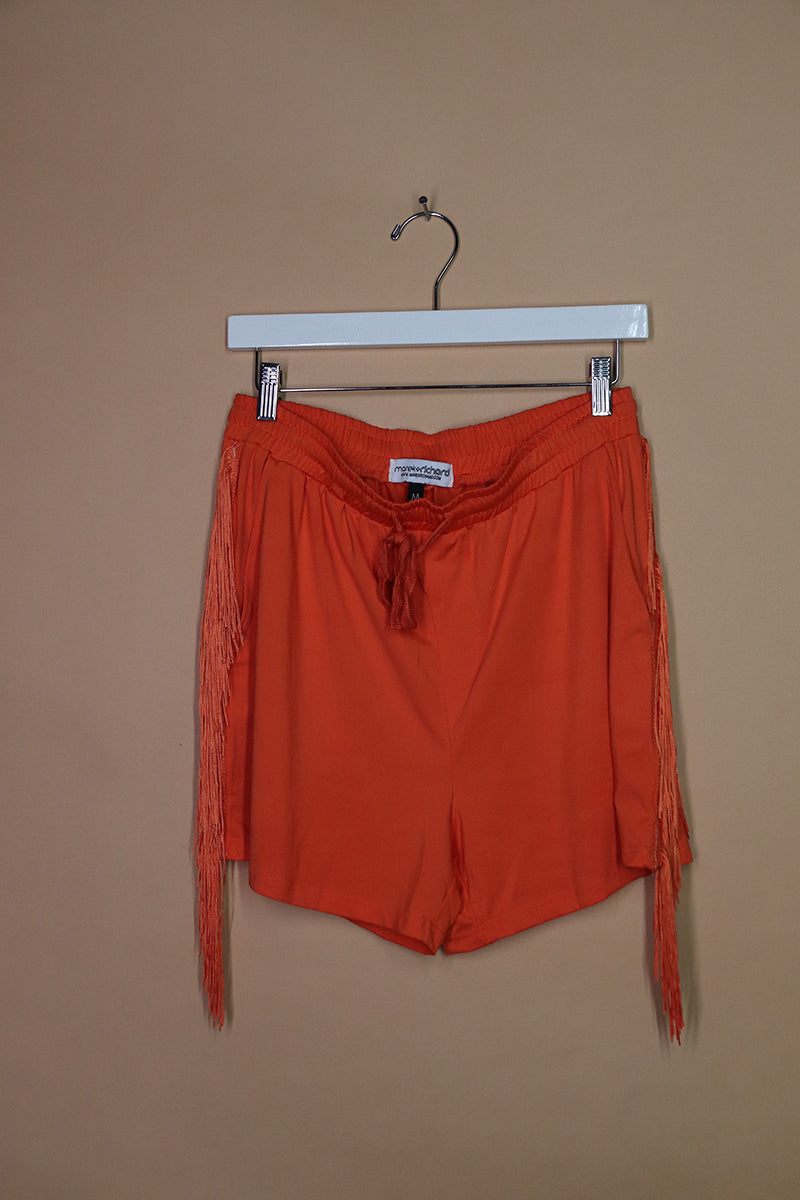 Sample#02135- Fringe Orange Athletic Shorts-M