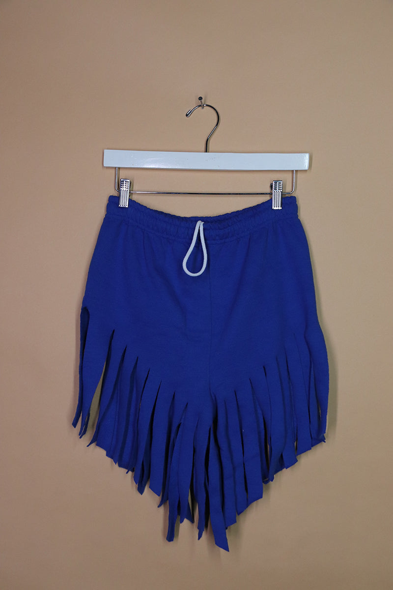 Sample#02138- Fringe Royal Blue Sweat Shorts-S