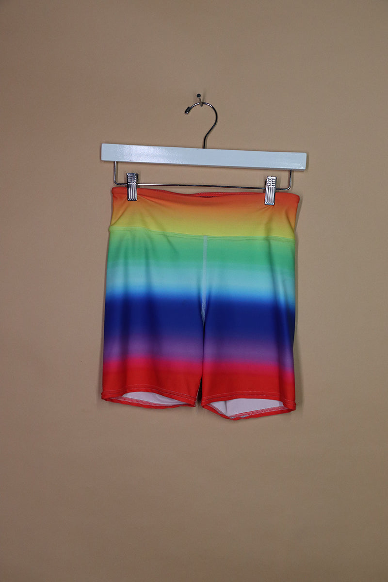 Sample#02145- Rainbow Ombre High Waisted Biker Shorts-M