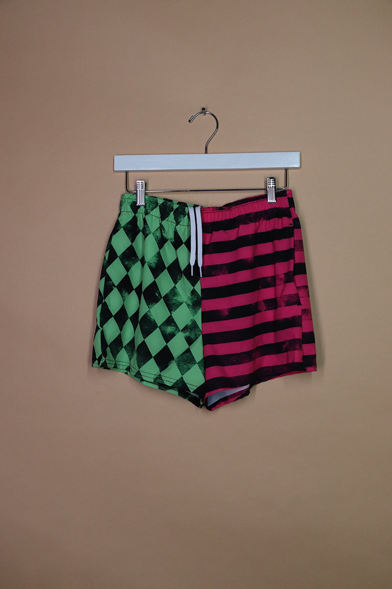 Sample#02160- Harlequin Split Athletic Shorts-M