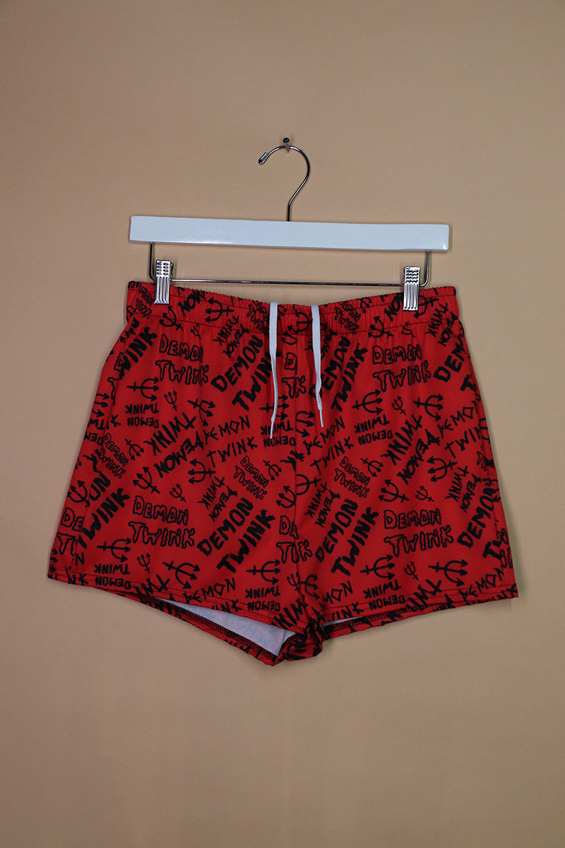 Sample#02185- Demon Twink Red Athletic Shorts-M