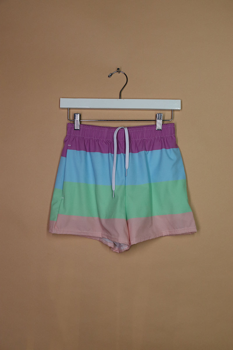 Sample#02191- Pastel Stripe Athletic Shorts-S