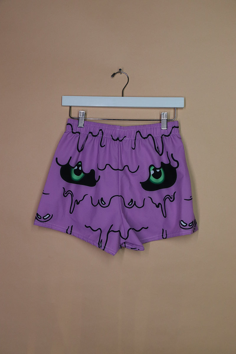 Sample#02199- Blob Monster Purple Athletic Shorts-S