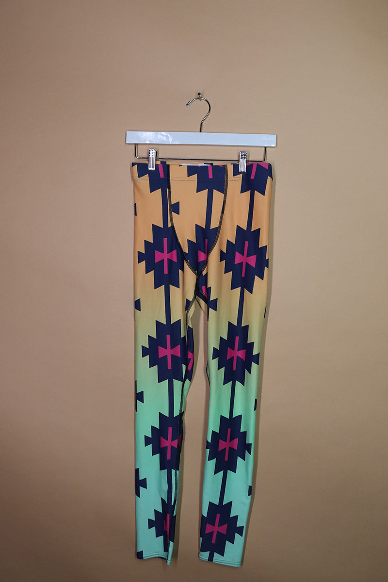 Sample#02220- Ombre Southwest Print Tights-S