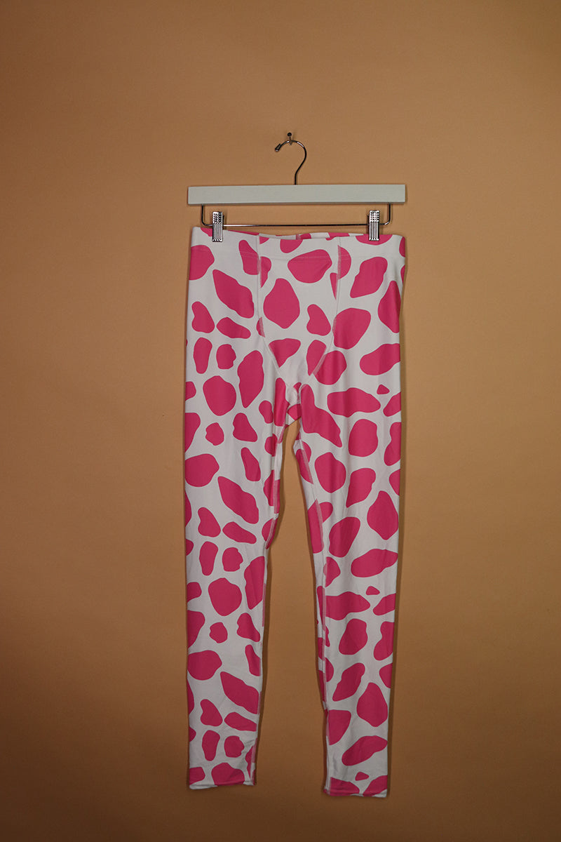 Sample#02224- Pink Cow Print Tights-M